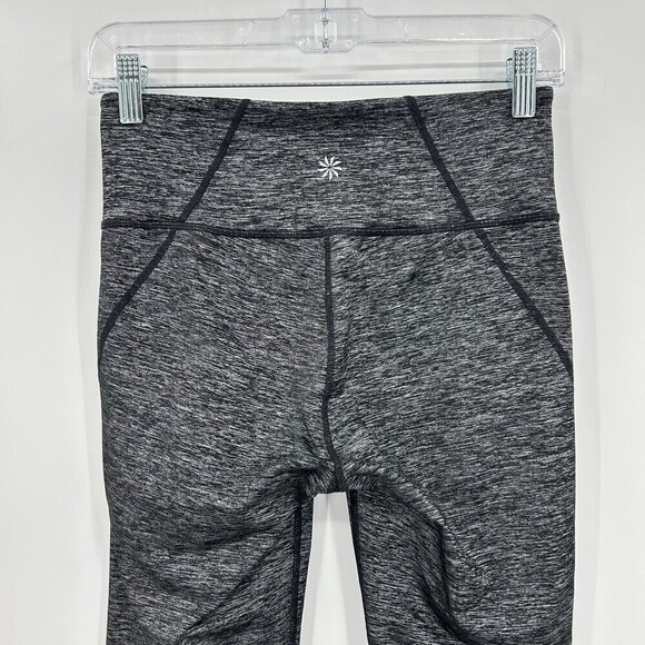 ATHLETA Gray Space Dye Ruched Leg Cropped Workout Leggings Size Small - Picture 5 of 6
